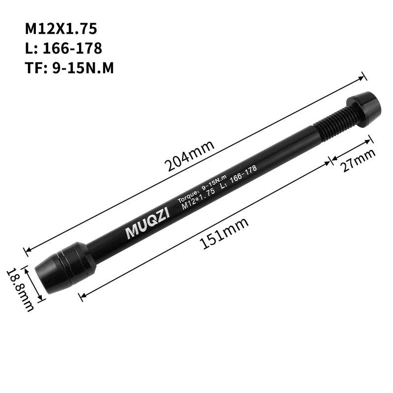AL 7075 Bike Trainer Thru Axle M12x1.0/1.5/1.75mm Aluminum Alloy MTB Mountain Road Bicycle Wheel Hub Thread Spindle