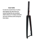 SL8 Full carbon bike fork, full internal cable alignment thru-axle rigid bike fork, spinal canal, carbon fibre reinforced.