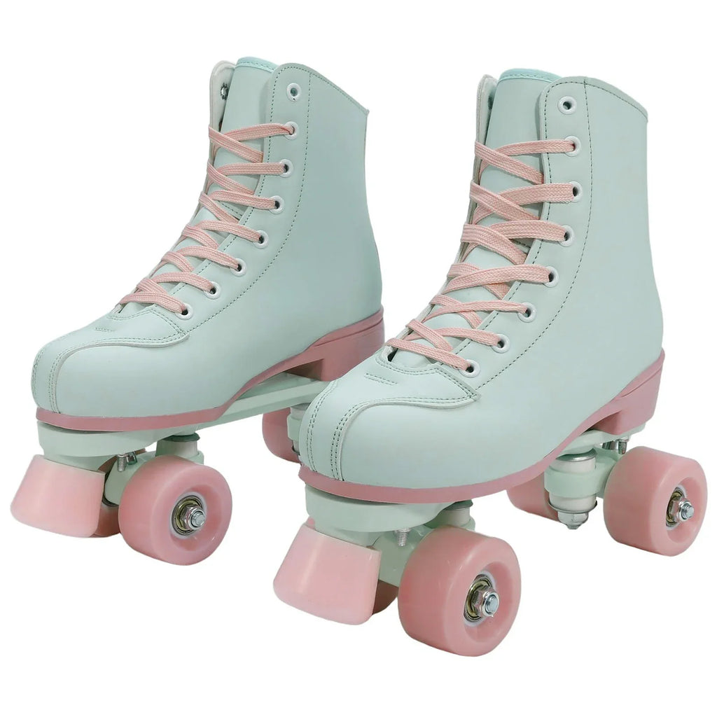 Size 36-41 Flashing Double-Row Roller Skate Shoes For Women Men Outdoor Skating Beginner Kids 4 Wheels Skates Boys Girls Quad Sneakers Gift