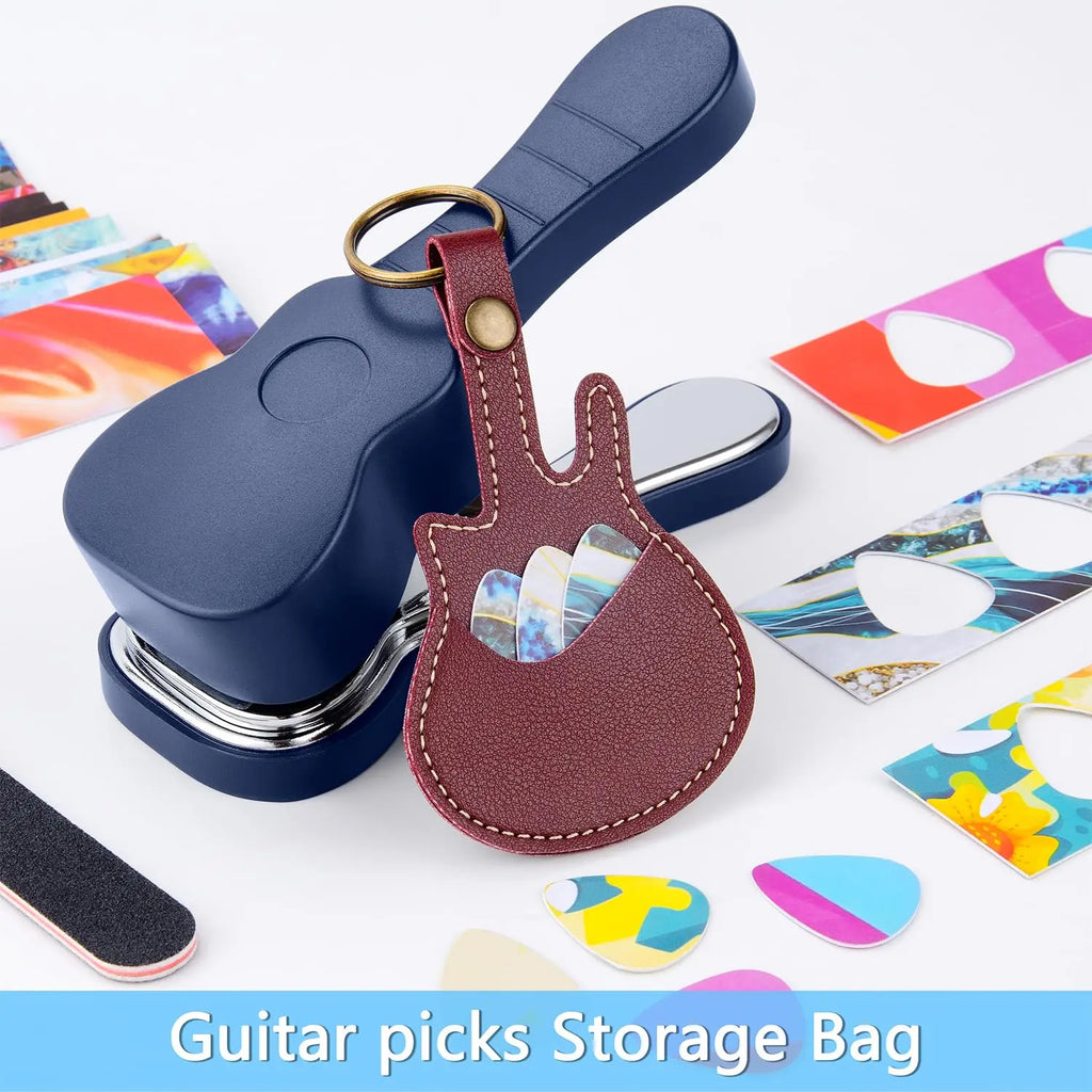 Guitar Pick Punch Kit,15 Variety Pick Strips DIY Maker Tool for Medium Guitar Picks, Unique Gift for Guitar Lovers & Home Studio