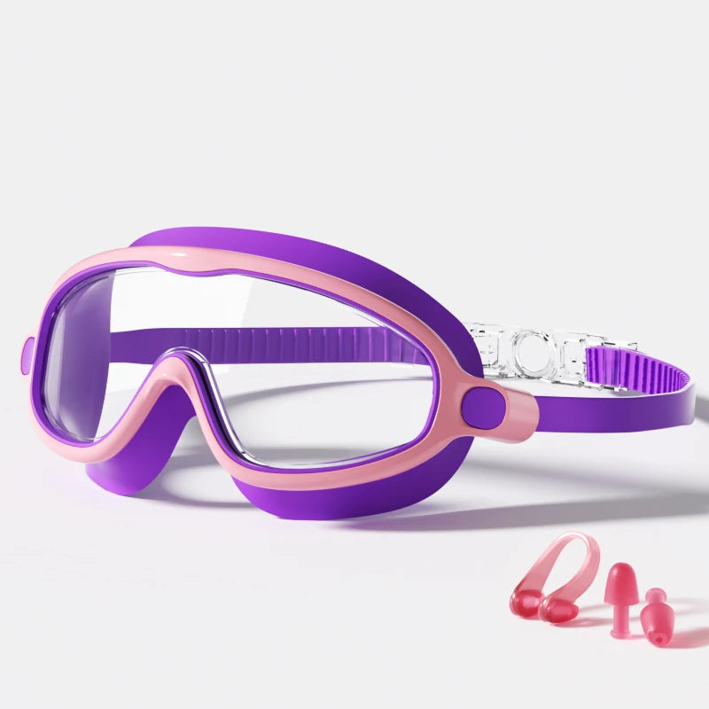 Swim Goggles, Waterproof Anti-Fog Anti-UV Wide View Swimming Goggles for Kids 3-14