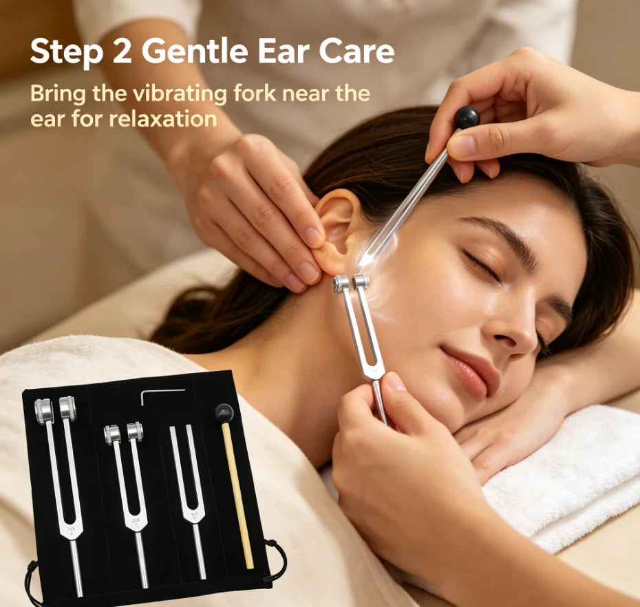 Tuning Forks Set 128Hz 256Hz 512Hz with Hammer & Bag, Professional Sound Therapy Instruments for Healing, Chakra, Yoga