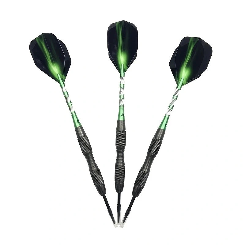 Professional Hard Darts 3Pcs High Quality Steel Tip Darts Tungsten Steel Barrel Green Aluminum Dart Shafts Flights