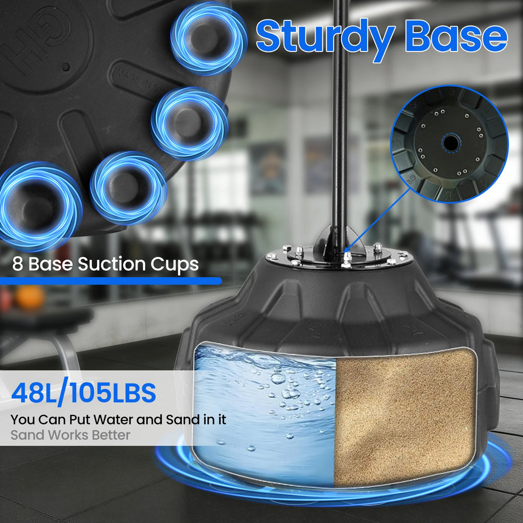 Reflex Speed Bag, Adjustable Height Boxing Reflex Ball 56 - 71in, Free Standing Base Punching Bag with Stand, Boxing Trainer for Home Gym Use, Adult and Child Vertical Venting Ball