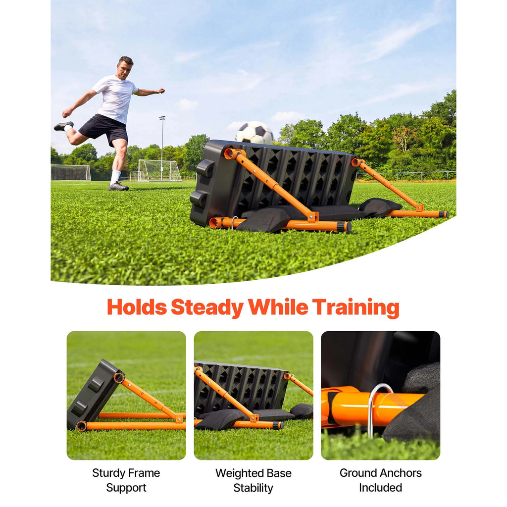 SucceBuy 37.4x9.8in Soccer Rebounder Board Dual Surface Sports Kick Back Trainer 3 Adjustable Angles for Passing Reaction Skills