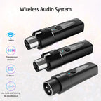 XLR Wireless Microphone Transmitter Receiver，  2.4Ghz Microphone Wireless System, Rechargeable Wireless Mic Adapter for Audio Mi