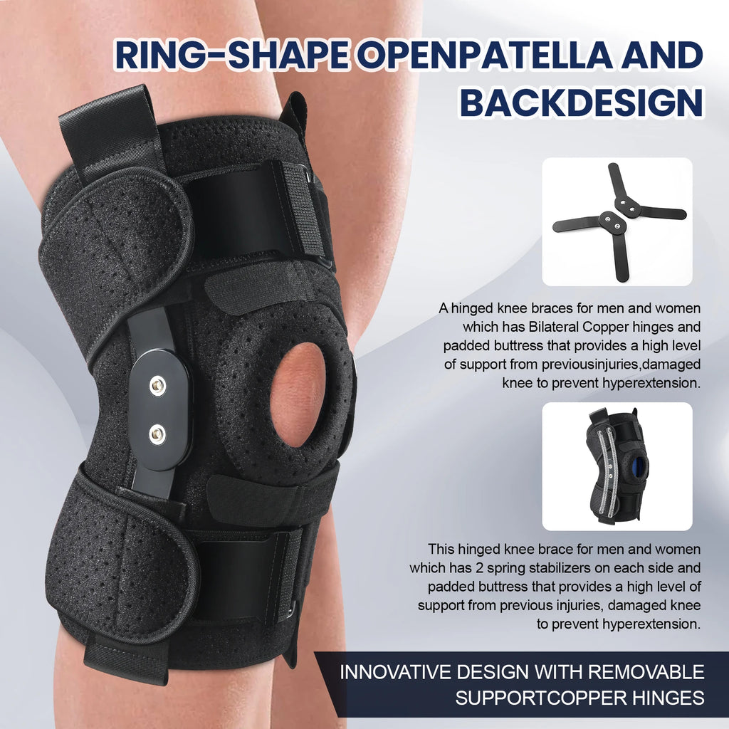 Hinged Knee Brace with Side Stabilizers & Patella Gel Pads Knee Pain for Men Women Meniscus Tear  Acl Mcl Injury Recovery
