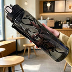 800ml/27oz Large Capacity Sports Water Bottle Leak Proof Plastic Drinking Cup With Time Scale Suitable For Travel Fitness Sports