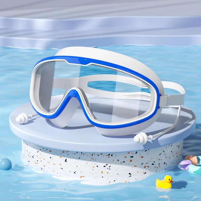 Kids Swimming Goggles Big Frame HD View Anti-fog Waterproof Children's Swim Goggles Boys and Girls Multi-color to Choose
