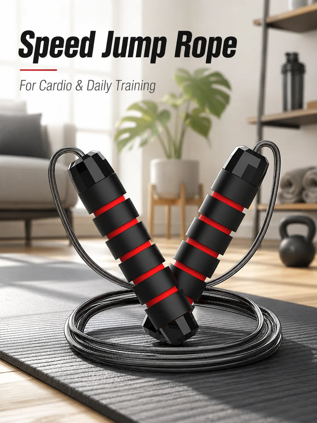 Steel Wire Speed Jump Rope, Adjustable Fitness Skipping Rope with Non-Slip Handles, Weighted Cardio Training Rope for Boxing, HIIT, Cross Training, Gym Workout, Home Exercise, Endurance, Agility and Daily Sports Practice