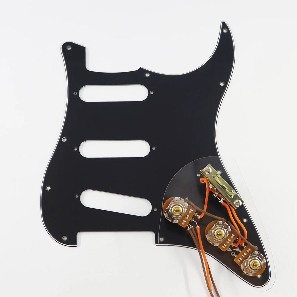 SSS Guitar Standard Wiring Kit (1 Volume/2 Tone, with 5-Position Mechanical Pickup Selector Switchs 6mm 24-Tooth 250kΩ Brass)