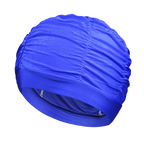New Solid Color Long Hair Women Men Swim Pool Seaside Water Sports Elastic Pleated Nylon Fabric Bathing Swimming Caps Hat Turban