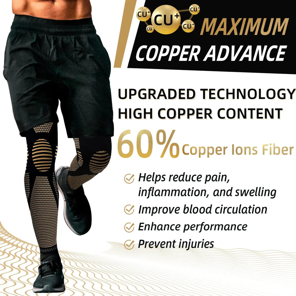 1Pcs Copper Long Knitted Compression Knee Braces - Full Leg Compression Sleeves for Men & Women - Support for Exercise ﻿