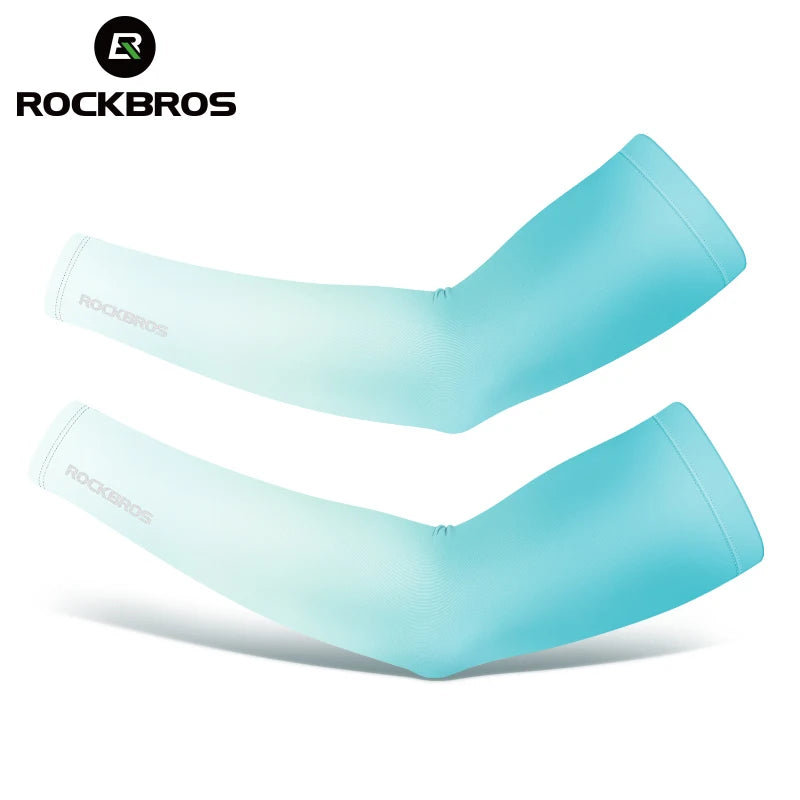 ROCKBROS Bicycle Arm Sleeves Ice Silk Sun UV Protection Sports Cycling Arm Sleeves Cover Breathable Running Fitness Arm Sleeves