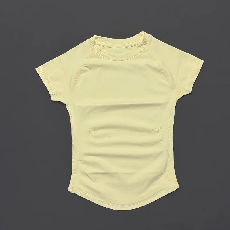 NCOYOE Gym Tank Top Women Short Sleeve Seamless Yoga Top Sports Breathable Slim Fit Workout Shirts Running Fitness Activewear