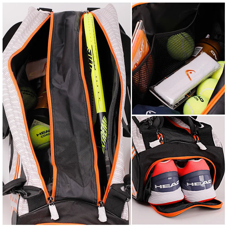 HEAD Tennis Rackets Backpack Large Capacity for 3-6 Pieces Racquets Badminton Squash Gym Bag with Separated Shoes Compartment