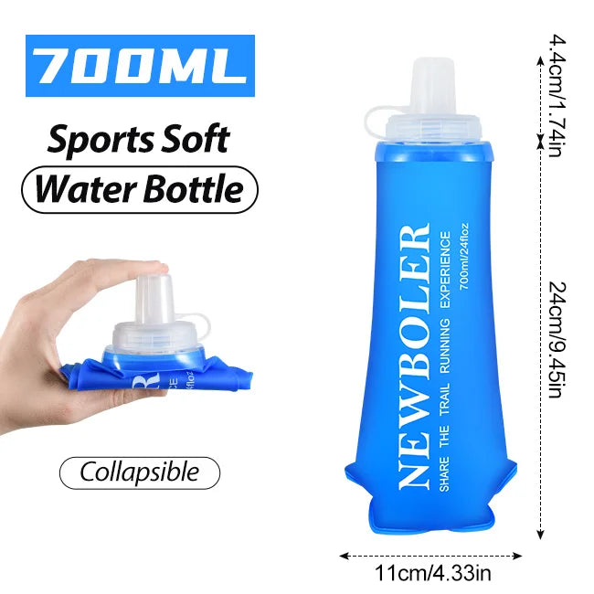 NEWBOLER TPU Outdoor Sport Folding Soft Flask Drink Portable Water Bottle for Running Camping Hiking Bicycle Fitness Water Bag