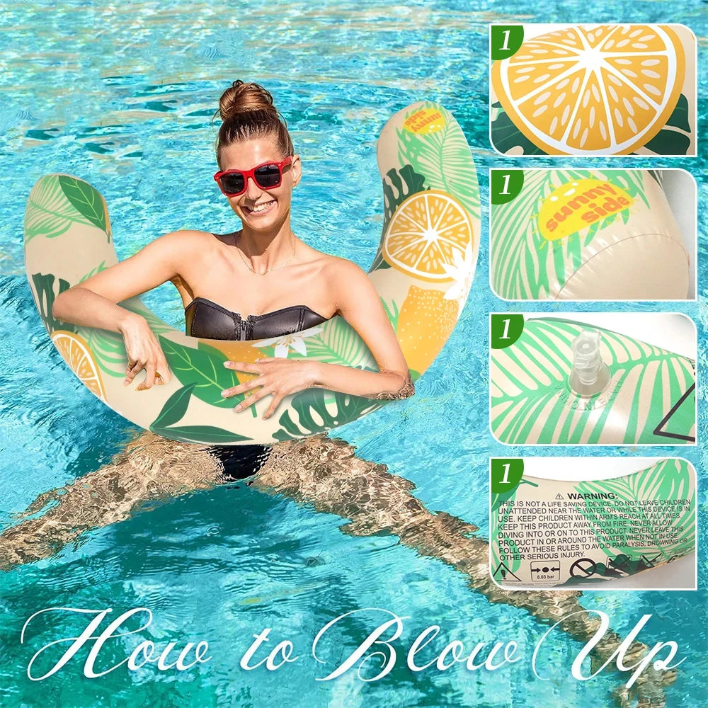 U Shaped Inflatable Swim Ring Pool Floatie Comfortable Neck & Back Support Floating Tube for Pool Beach Water Sports