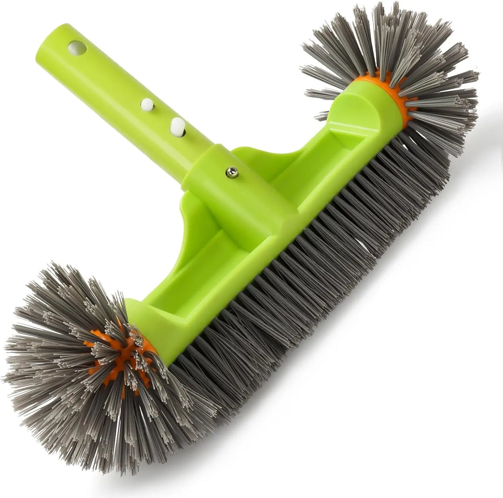 13 Inch Heavy Duty Pool Brush 7 Rows Nylon Bristles Handle - Pool Cleaner for Walls Tiles Floors Maintenance