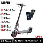 LADPED Electric Scooter 350W 19mph Max Speed Smart APP Control Scooter Shock-absorbing Anti-skid ‎8.5 inches Folding Waterproof E-Scooter