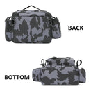 Black Fishing Tackle Shoulder Bag Storage Waist Bag，Outdoor Sports Bag with Fishing Rod Holder