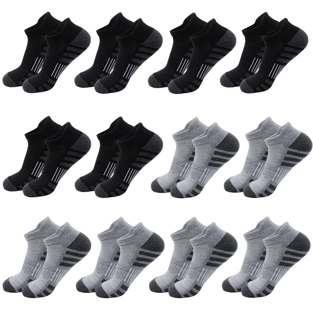 12/24Pairs Ankle Athletic Running Socks Cushioned Breathable Low Cut Sports Tab Socks For Men And Women