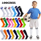 Loogdeel 1Pair 26-45 Kids Soccer Compression Sports Socks Stretchy Knee High Tube Socks Men Women Teens Football Athletic Socks