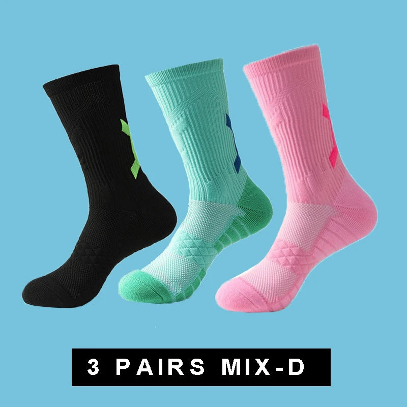 1/3 Pairs Professional Men's Basketball Socks with Thick Towel Bottom Breathable Sports Socks Men's Long Badminton Socks