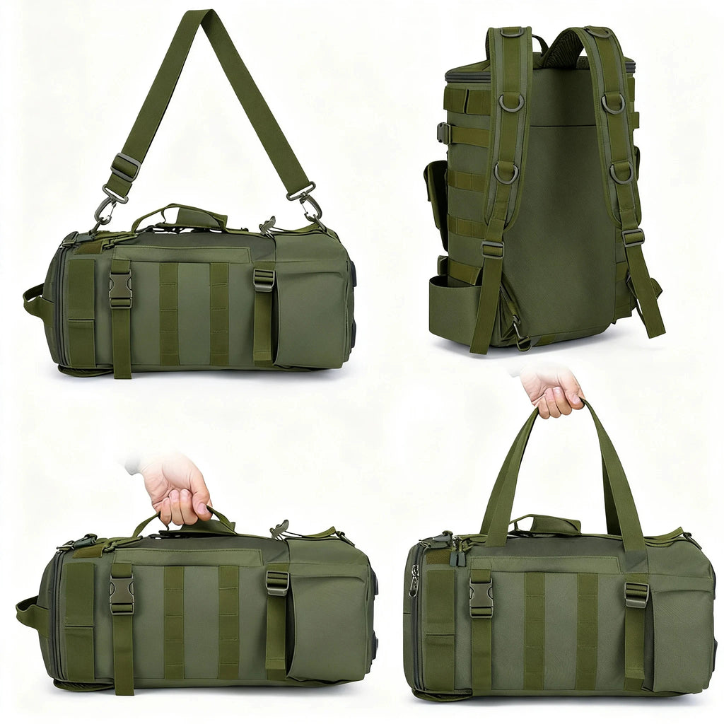 Multifunctional Fishing Backpack Tackle Bag with Rod Holders Fish Equipment Storage Waterproof Wear-resistant Outdoor Sports Bag
