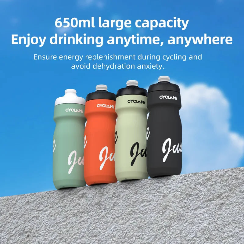 CYCLAMI Bicycle Water Bottle 650ml PP5 Plastic for MTB Road Bike  Water Cup Outdoor Sports Portable Squeeze Drink Cycling Kettle