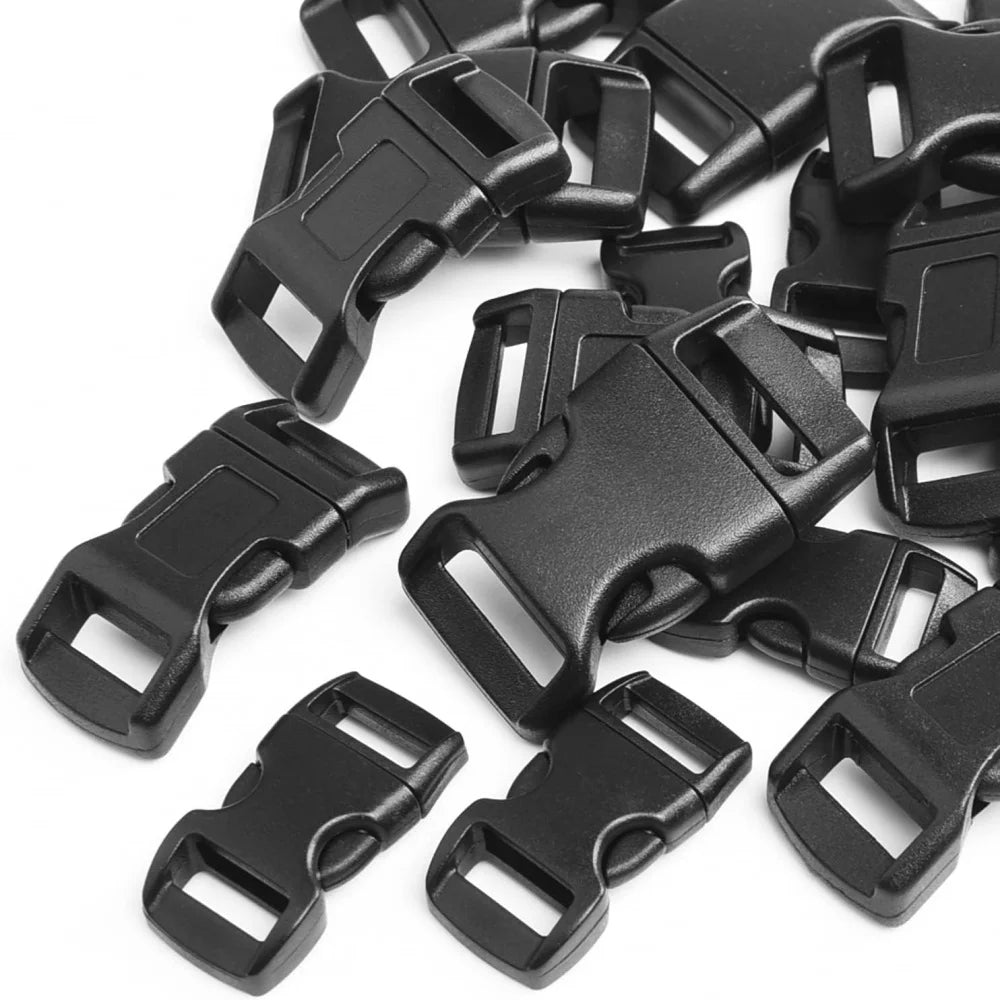 60 Pack Paracord Bracelets POM Side Release Buckle Clasp Clips for Parachute Adjustable Lanyard Straps for Outdoor Activities