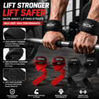 Heavy Duty Cotton Wrist Lifting Straps for Weightlifting Gym Fitness Neoprene Padded Anti Slip Pull Grips Wrist Wraps Support for Powerlifting Bodybuilding Strength Training Workouts for Men and Women 255 Characters