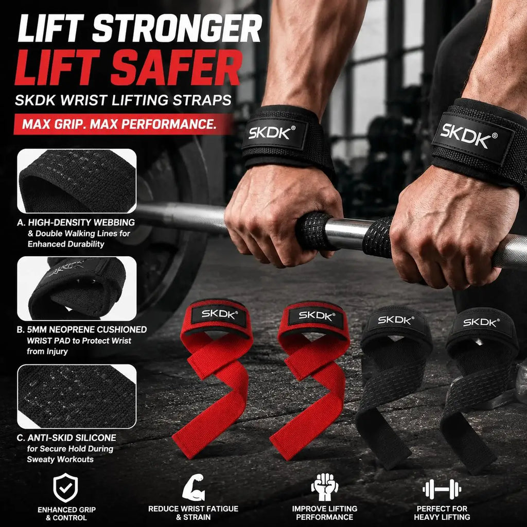 Heavy Duty Cotton Wrist Lifting Straps for Weightlifting Gym Fitness Neoprene Padded Anti Slip Pull Grips Wrist Wraps Support for Powerlifting Bodybuilding Strength Training Workouts for Men and Women 255 Characters