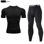 2pcs Men's Compression Sportswear Suit Elastic Training Yoga Sets Workout Jogging Fitness Clothing Tracksuit Pants Sporting