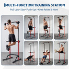 Heavy Duty Pull Up Dip Station for Home Gym - 330LBS Capacity Power Tower with Adjustable Height, Multi-Function Strength Training Equipment for Chin Ups, Push Ups, Dips & Leg Raises