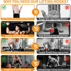 1 Pair Lifting Hooks & Padded Wrist Straps, Deadlift Grips for Weight Lifting, Pull-ups, Shrugs and Powerlifting