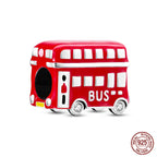 Fashion 100% 925 Silver Red Motorcycle Sports Car SUV Bus Charms Beads For Women Fit DIY Pan Bracelets Party Birthday Jewelry