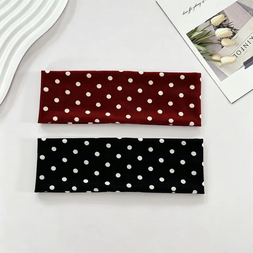 1pc Polka Dot Yoga Elastic Headband – Fashionable Dot-pattern Makeup Headband, Sports & Fitness Sweat-absorbent Hairband