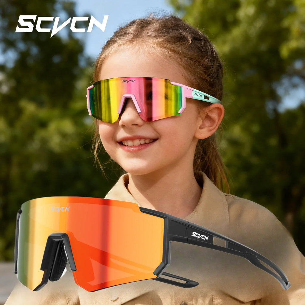 SCVCN Girls Sports Sunglasses Kids Cycling Glasses Photochromic UV400 Boys Baseball Outdoor Eyewear Running Hiking Sunglasses