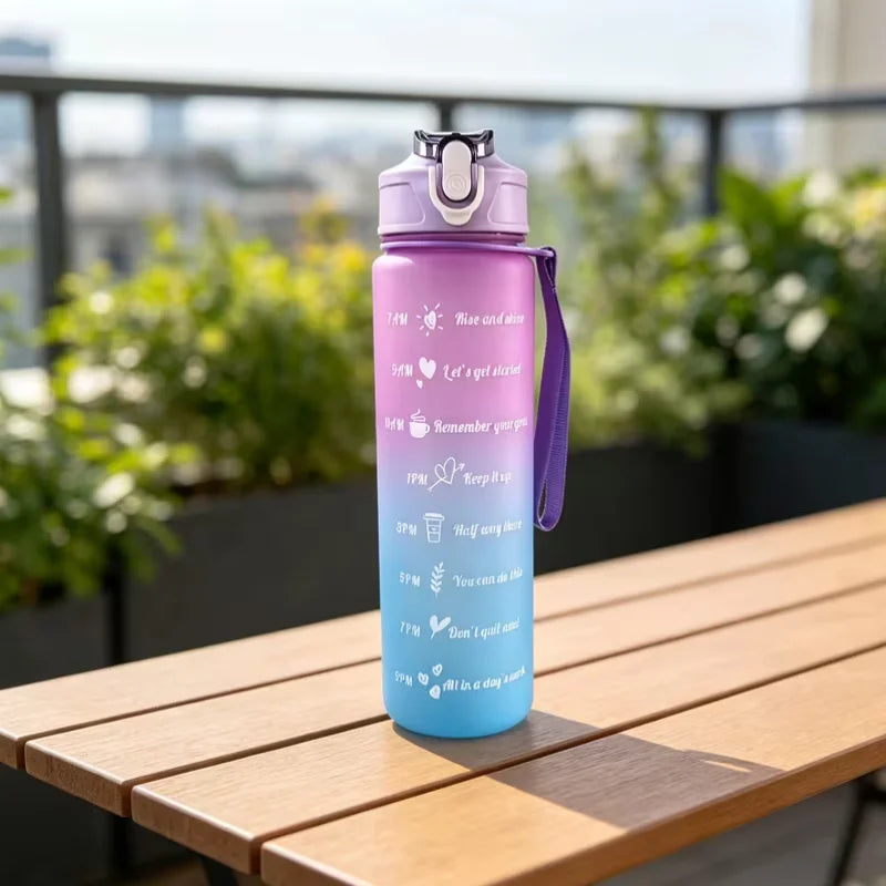 Sports Water Bottle with Time-Tracking Straw Leak Proof Locking Flip Cover for Easy Carry Ideal for Outdoor Adventures