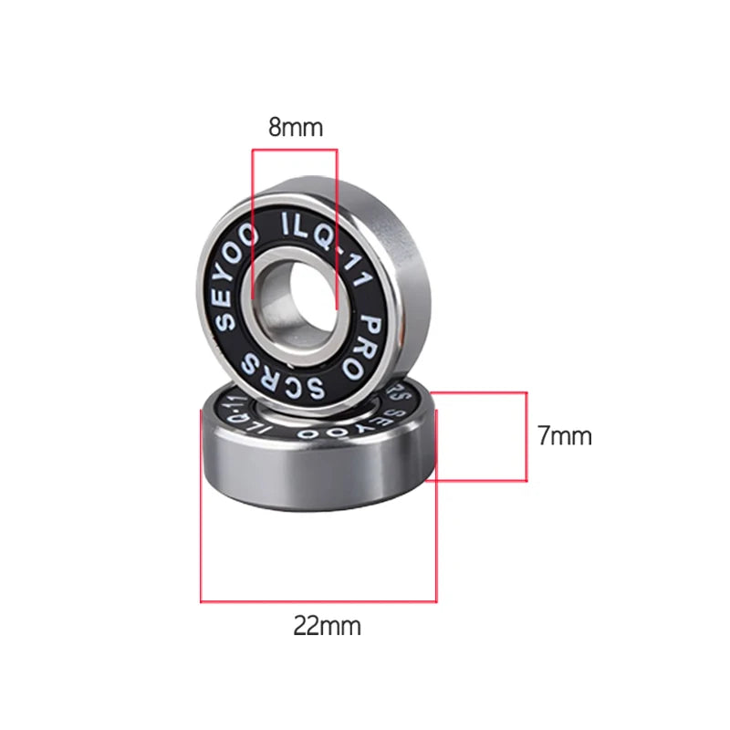 8pcs Bearings ILQ-11 High-Speed Bearings Are Suitable for Skateboard Long Board Inline Roller Skates and Ice Skates with Low Noi