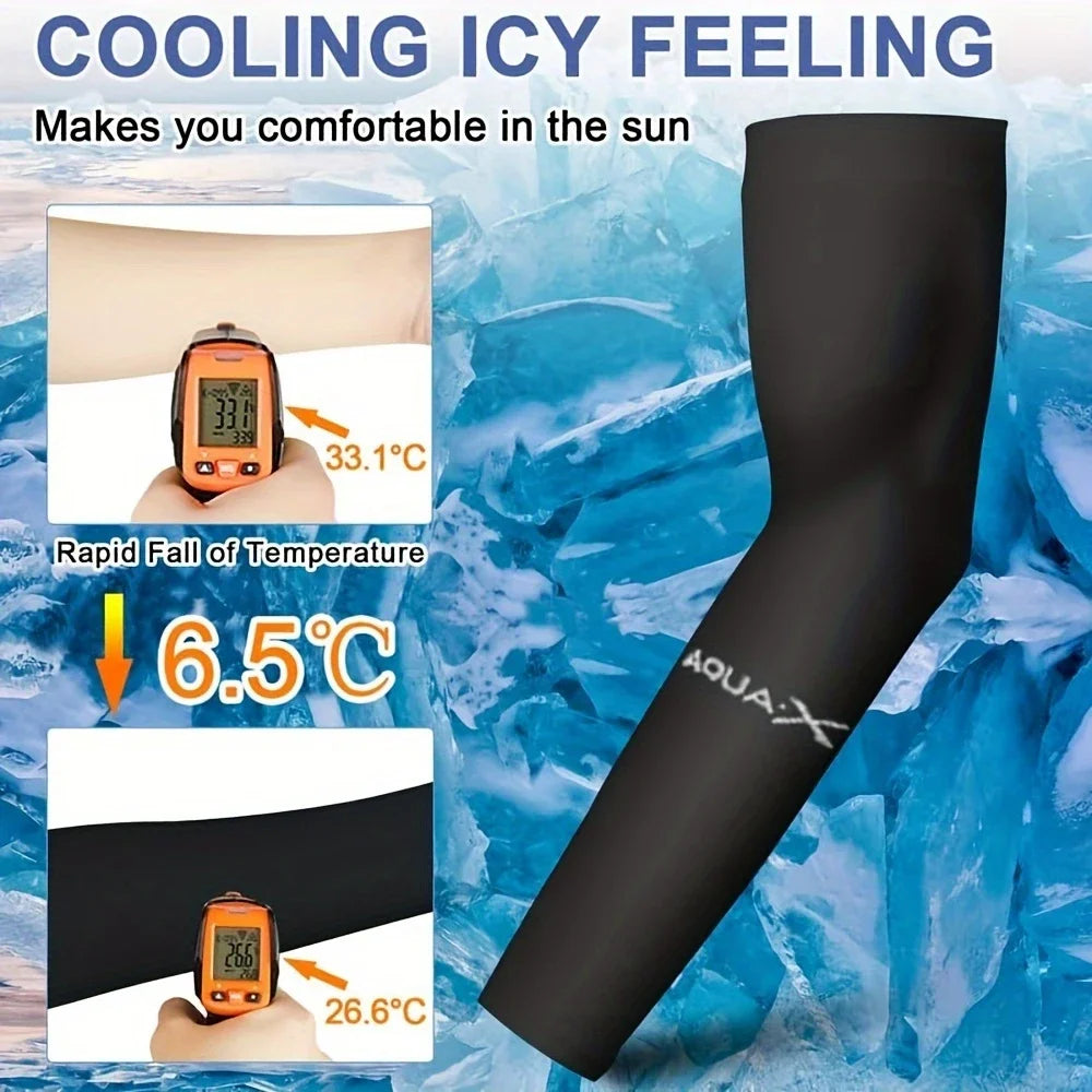 Ice Silk Sports Arm Sleeves for Outdoor Cycling Running Fitness UV Protection Breathable Sunshade Cooling Summer Arm Covers
