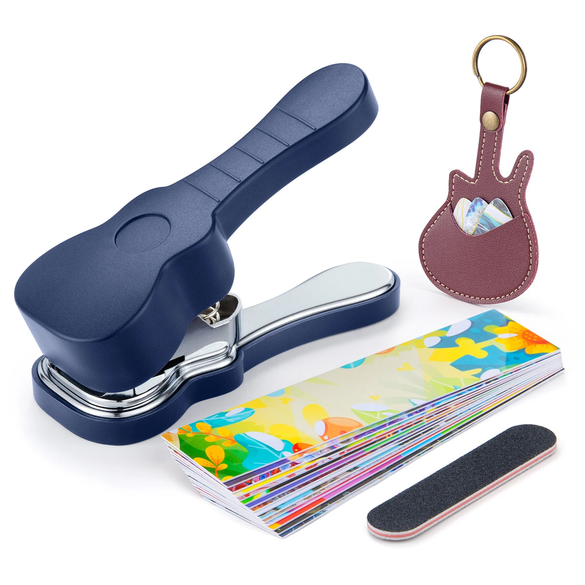 Guitar Pick Punch Kit,15 Variety Pick Strips DIY Maker Tool for Medium Guitar Picks, Unique Gift for Guitar Lovers & Home Studio