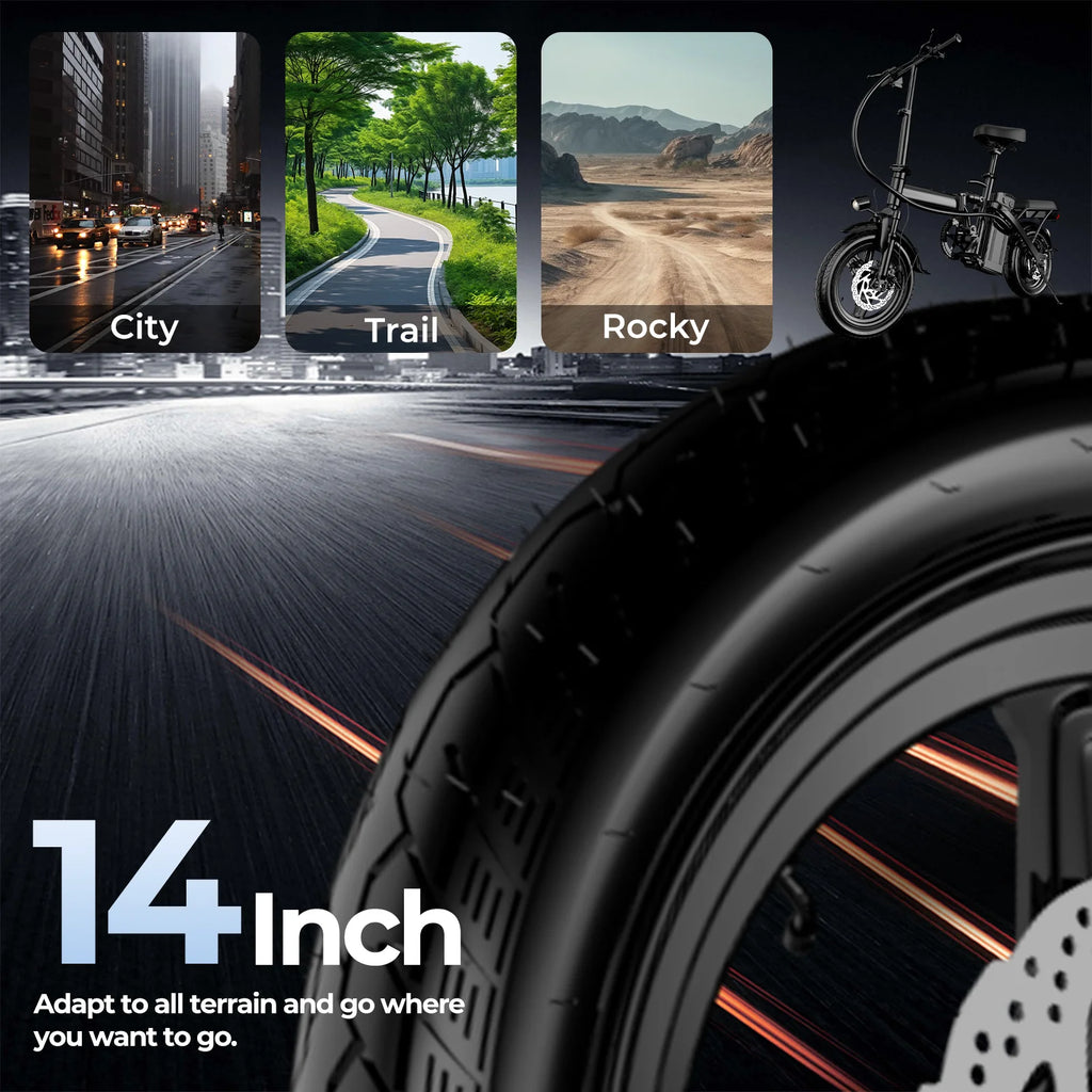 560W Adult Electric Bikes,24MPH,48V10.4AH Removable Battery,14inch Folding Electric Bike,Multi-Shock Absorption Electric Bicycle