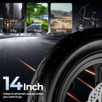560W Adult Electric Bikes,24MPH,48V10.4AH Removable Battery,14inch Folding Electric Bike,Multi-Shock Absorption Electric Bicycle