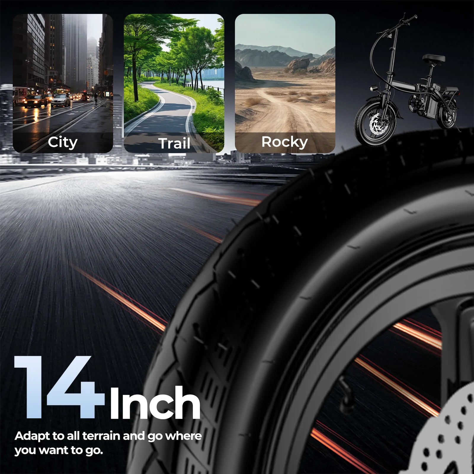 560W Adult Electric Bikes,24MPH,48V10.4AH Removable Battery,14inch Folding Electric Bike,Multi-Shock Absorption Electric Bicycle