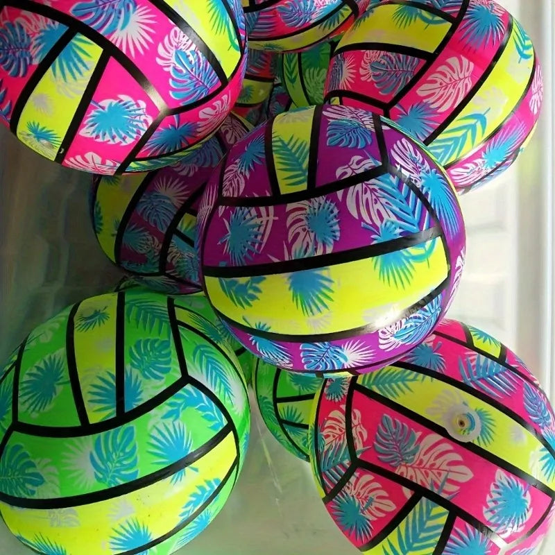 4/2/1pcs Inflatable Beach Volleyballs 4pcs - Tropical Leaf Print PVC Pool Toys, Summer Outdoor Sports Gear for Adults & Kids