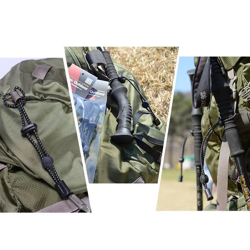2pcs Backpack Walking Stick Holder Trekking Hiking Pole Fixing Tie Cord Rope Outdoor Sports Small Tools for Camping Mountain