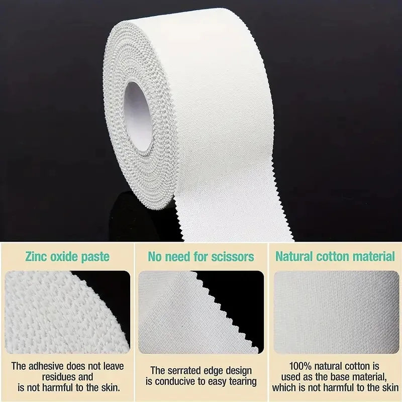 YITAPE 1 Roll White Sports Tape Professional Athletic Trainer Tape Rigid Strapping Injury Wrap for Wrist Ankle Knee First Aid