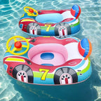 Baby swimming pool float vehicle - inflatable summer beach float for children and toddlers - with handle and safety features
